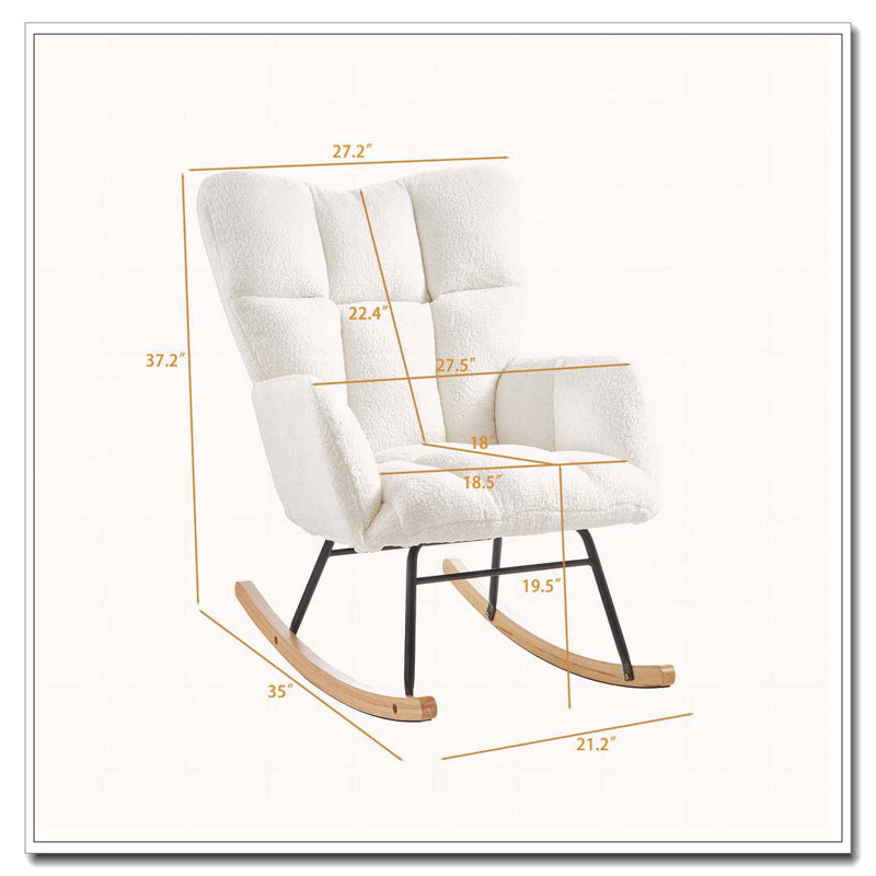 Chaise berçante en tissu Teddy, Ivoire blanc