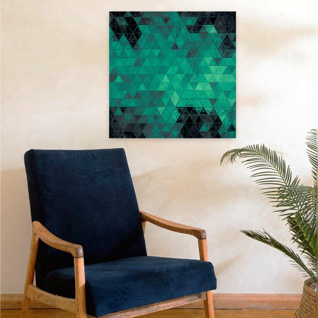 Teal Geometric Mosaic Abstract Colorful Geometric Wall Art Print