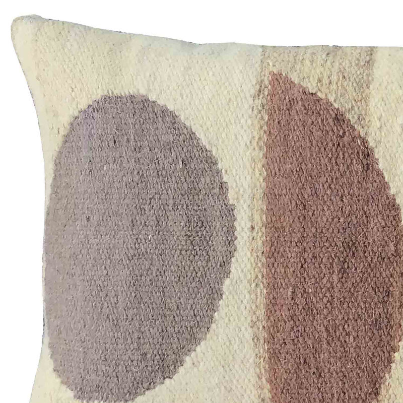  Housse de coussin rectangulaire 100% laine ivoire / brun / noir