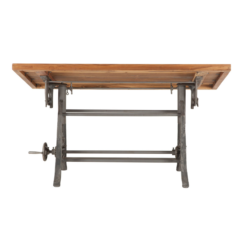 Hackett Adjustable Solid Wood Top Metal Base Drafting Table
