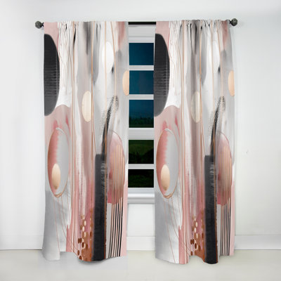 Hachiro - Cercle complexe rose et or rose II - Rideau moderne - Velours obscurcissant - 1 panneau