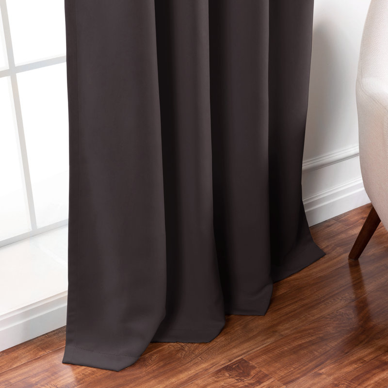 Adina Sevan Solid Thermal Grommet Curtain Panels, 52"W x 72"L, Dark Grey