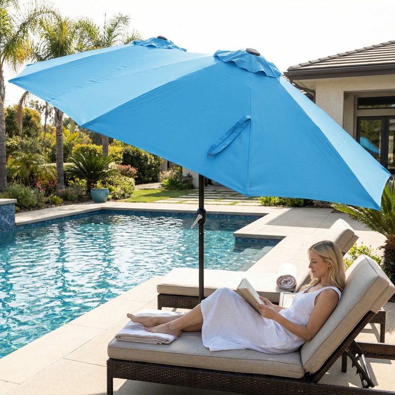 Grand parasol rectangulaire double 15X9Ft, Bleu