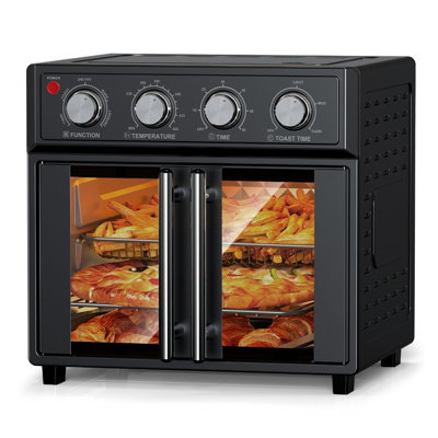 26QT Large Capacity French Double-Door Stainless Steel Air Fryer Convection Toaster Oven | 1700W, 7 Preset Menus (Bake, Roast & More) | Even Heat Distribution, Easy Clean