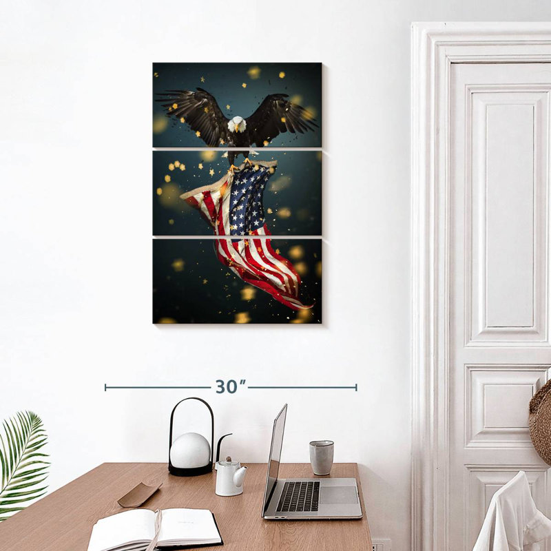 Borges Eagle Carrying USA Flag, 32" H x 20" W