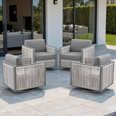 Trinie Outdoor Glider Chairs With Cushions (Set Of 4) by Latitude Run