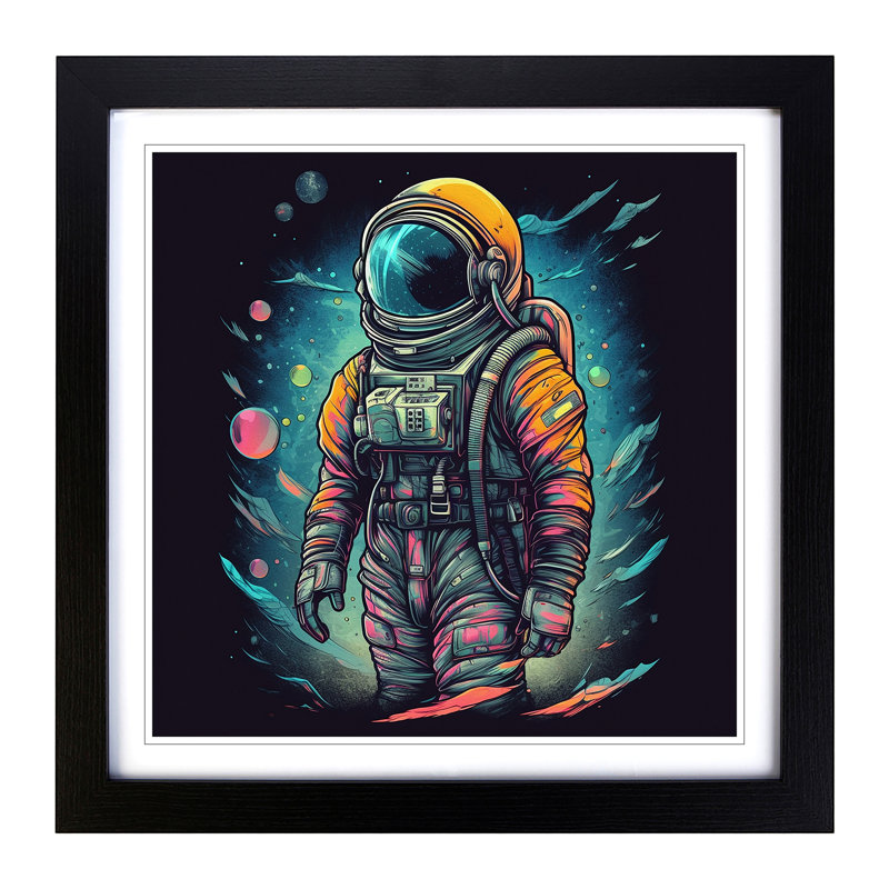 Astronaut Futuristic - Framed Print, Black