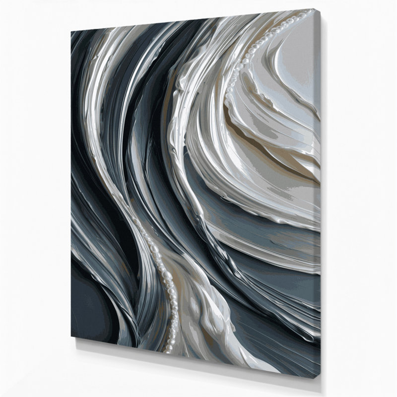 Art mural sur toile diagonale à rayures noires ardoise, H 11 po x l 14 po