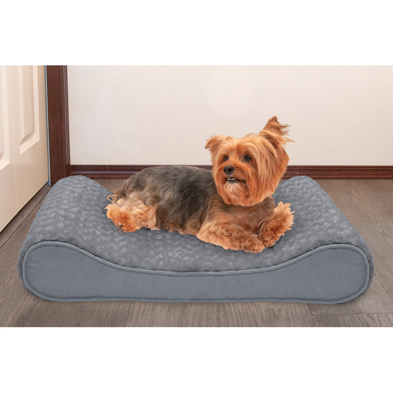 Gray Medium Memory Foam Orthopedic Dog Bed with Faux Fur Cover