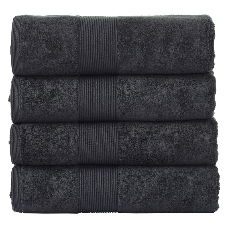 Ensemble de serviettes de bain 100% coton 4 pièces Evteka, Noir