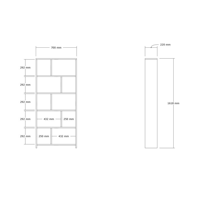 Elegant Sapphire Bookshelf, 27.6 x 63.7 x 8.7 inches | 100% Melamine Coated Particle Board, Thickness: 0.7 inches | Wall-Mountable, Multiple Shelves for Extra Storage | Modern Design for Home or Office
