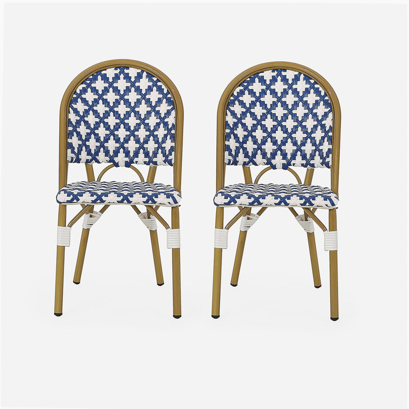 CHAISE FRANCAISE BISTRO (ensemble de 2), Blanc / Bleu marine