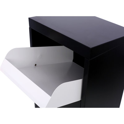 Package Delivery Box, 14'' X 11.3'' X 42'', Galvanized Steel Parcel Mailbox W/Code Lock & Mounting Hardware, For Outdoor Porch, Curbside, Black And White