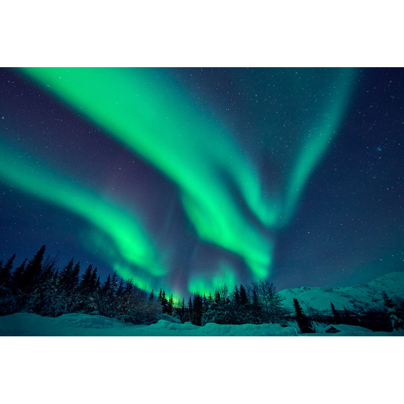 Green Aurora Borealis - Wrapped Canvas Print, 51cm H x 76cm W x 3.8cm D