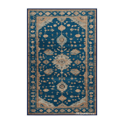 Machine Washable Overdyed Blue Area Rug