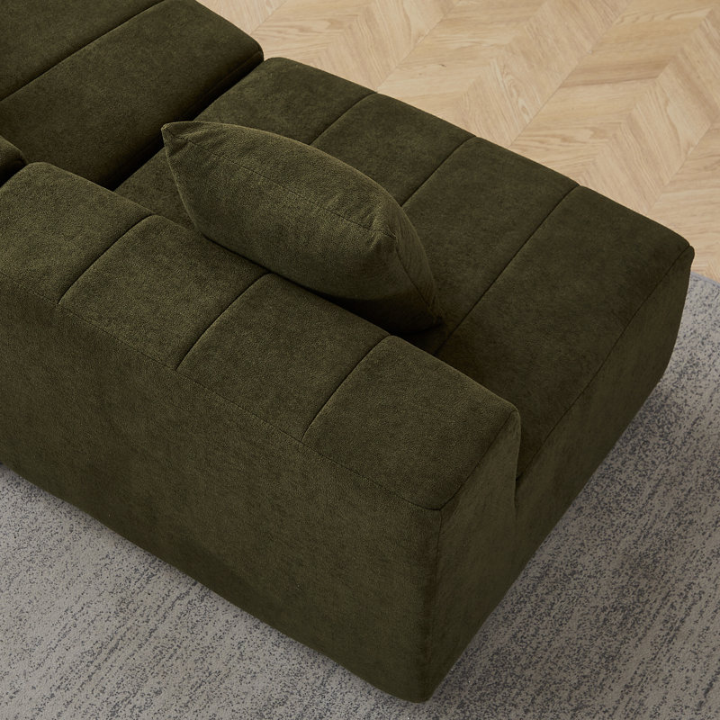 Canapé modulaire à compression Daijha Bonless, Chenille verte