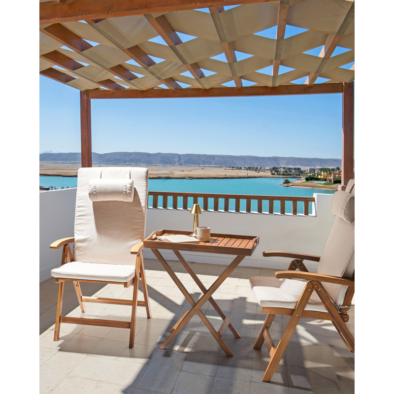 Aarica Folding Patio Dining Armchair with Cushion, Beige