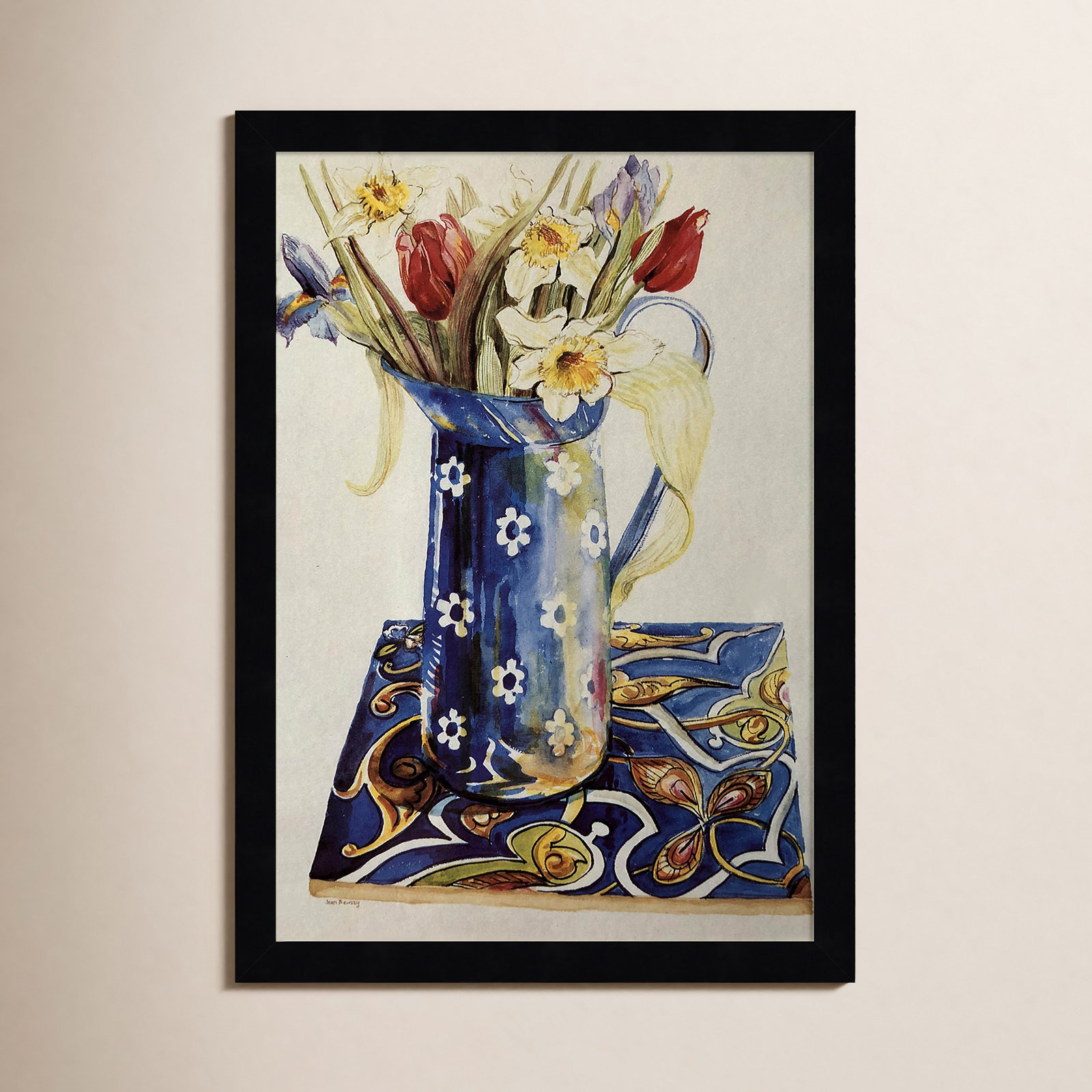 Tulips by Thewsey Joan, Black, 17" H x 12" W x 1" D