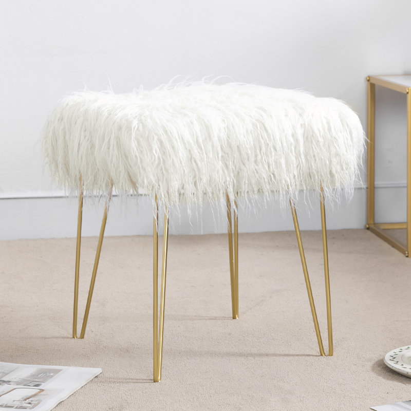Repose-pieds large 16,3 po, White Faux Fur