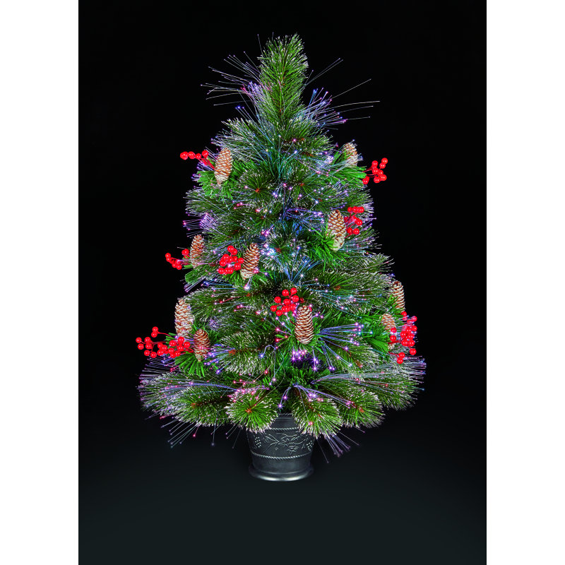 3ft Fiber Optic Snowy Artificial Potted Christmas Tree