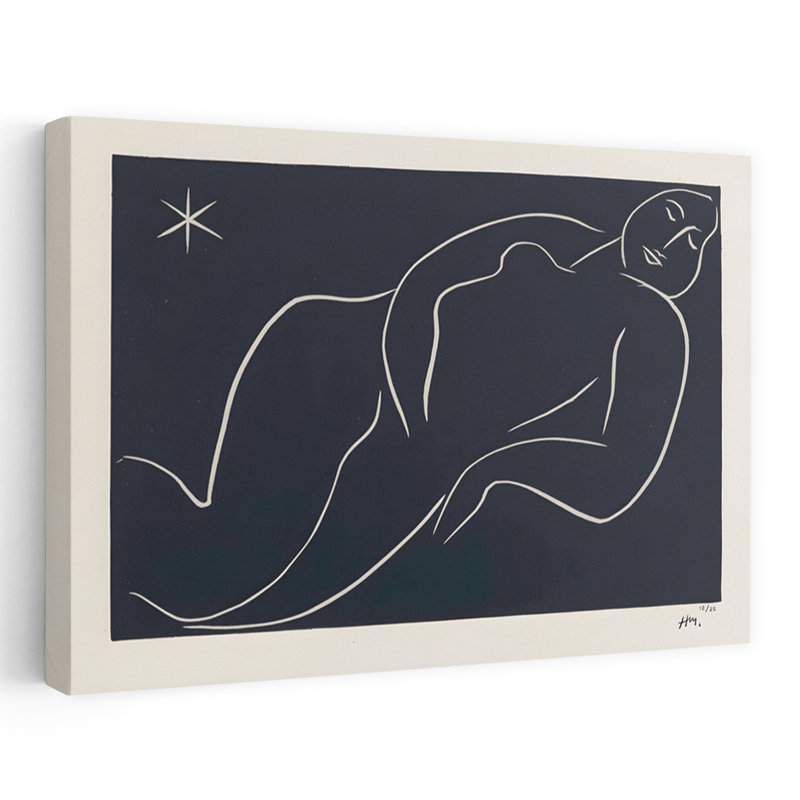 Reclining Nude Star Elegant Minimalist Modern Landscape Nature Wall Art Print 1 Piece Wrapped Canvas Wall Art