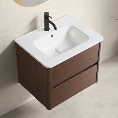 24-Inch Floor-Standing Bathroom Vanity With Durable Porcelain Sink And Smooth-Glide Storage Drawer