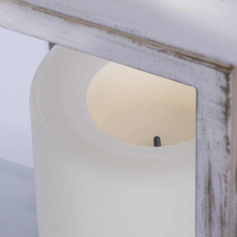White Resin and Glass LED Candle Lantern, 15.9 inches