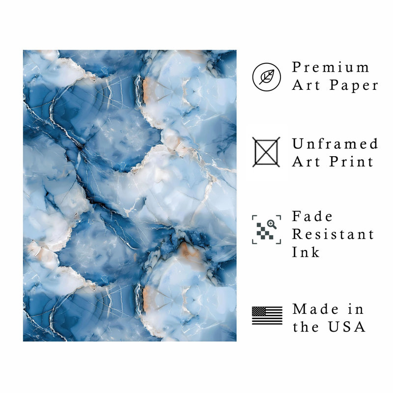 Abstrait art moderne abstrait en marbre bleu cristal VI, H 20 po x l 16 po