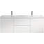 Meuble-lavabo flottant de 60 po avec lavabo, meuble-lavabo mural moderne avec lavabo à surface solide et deux tiroirs à fermeture en douceur