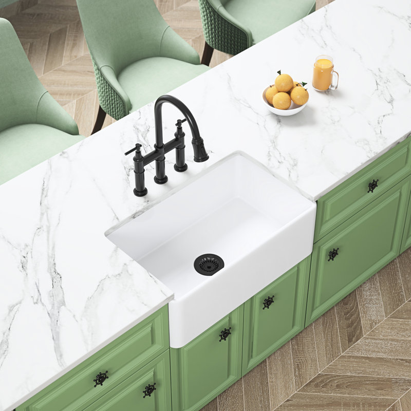 White Ceramic Sink - Undermount Deep Apron Kitchen 18"X10"X24", 58Lb 24"X18"X10",