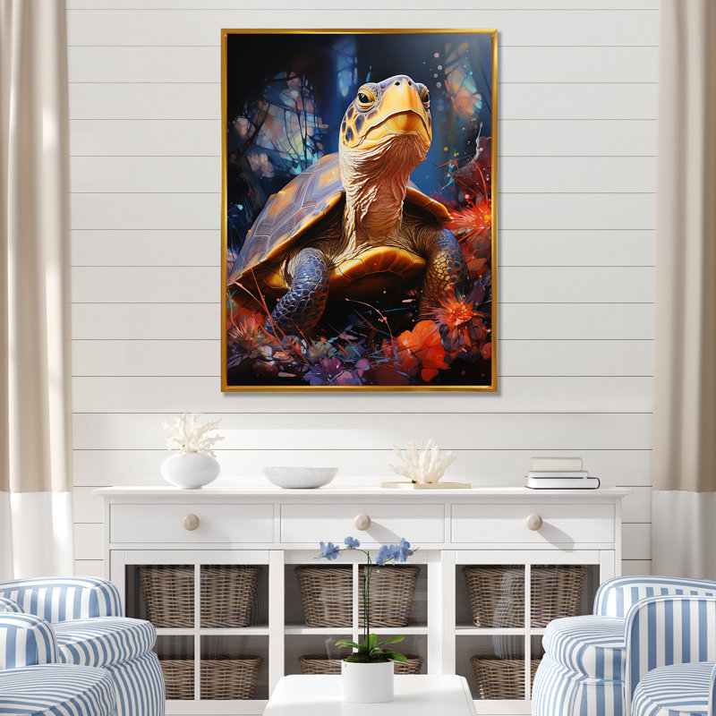 Voyage expressionniste sur toile, H 32 po x l 16 po x P 1 po, Cadre flottant doré