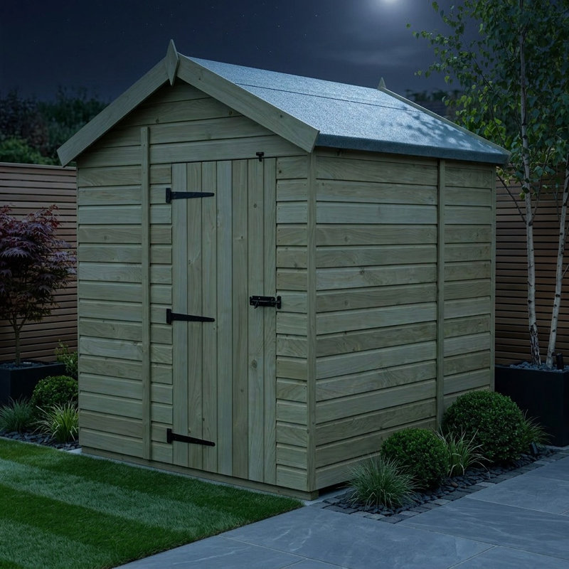Total Sheds 6ft x 7ft Apex Garden Shed - Single Door - No Windows - Pressure Treated Timber - UK Manufactured