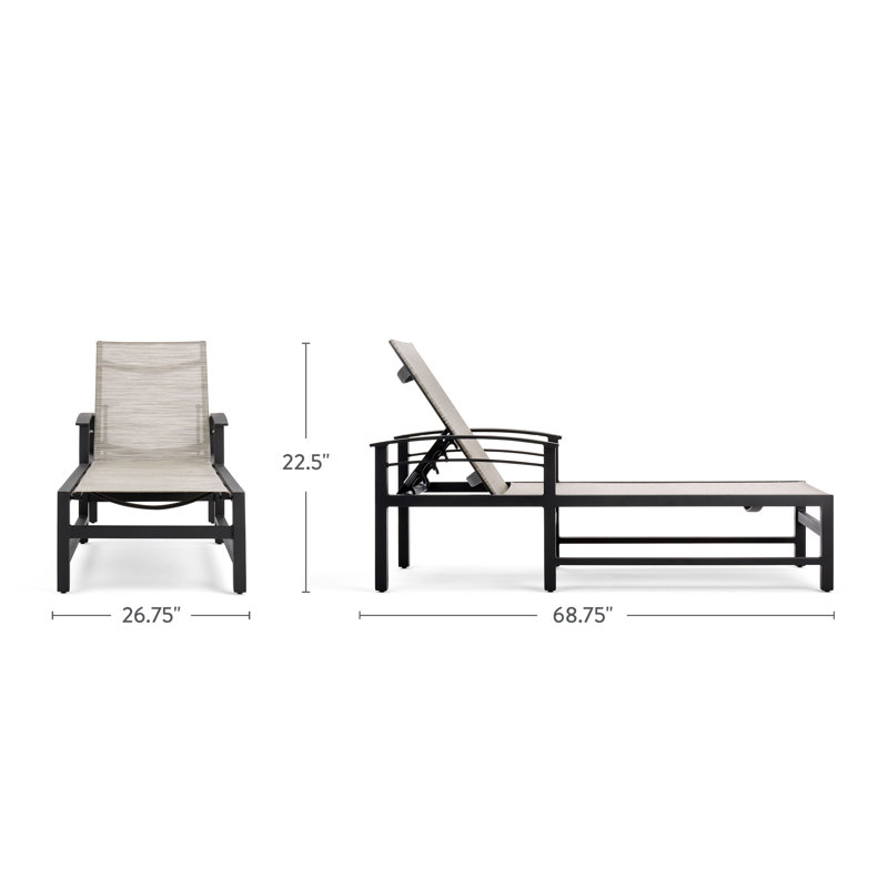 Outdoor Chaise Lounge, Gray Rush