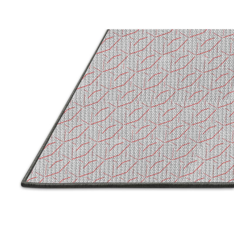 Tapis rouge/gris à motifs Jefferies, Rectangle 5 pi x 7 pi