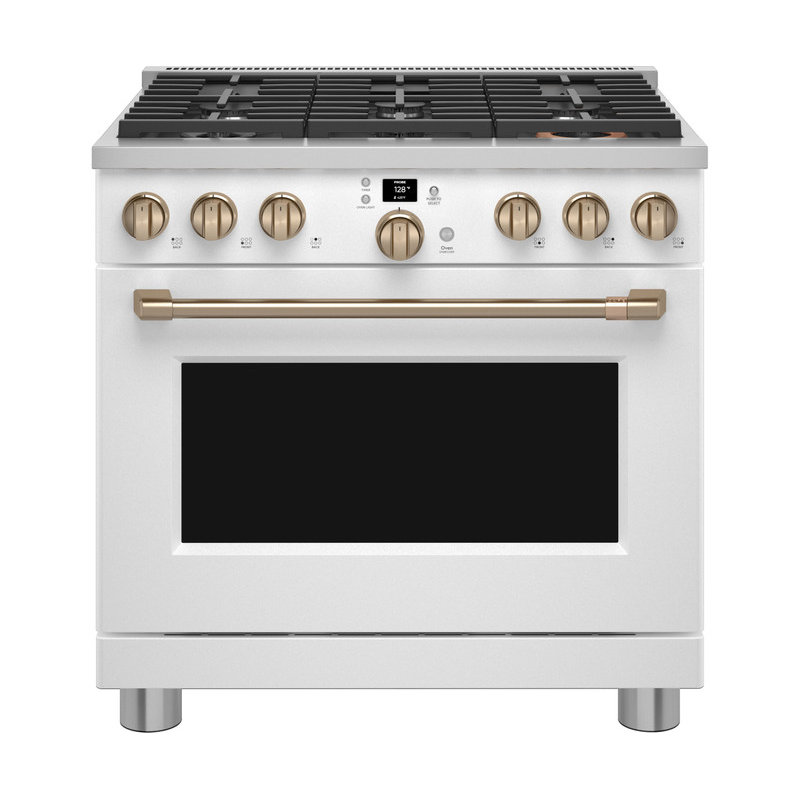 36" 6.2 cu. ft. Smart Slide-In Gas with Convection Oven, Matte White