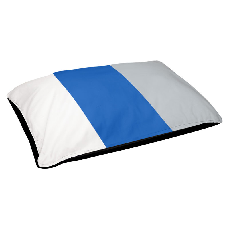 Coussin Designer, Moyen (L 30 po x l 40 po), Blanc / bleu royal / argent