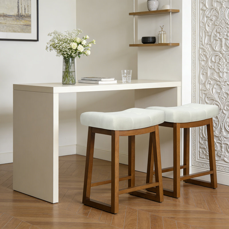 Tabouret de bar 24 po Cindina, Lin blanc / bois