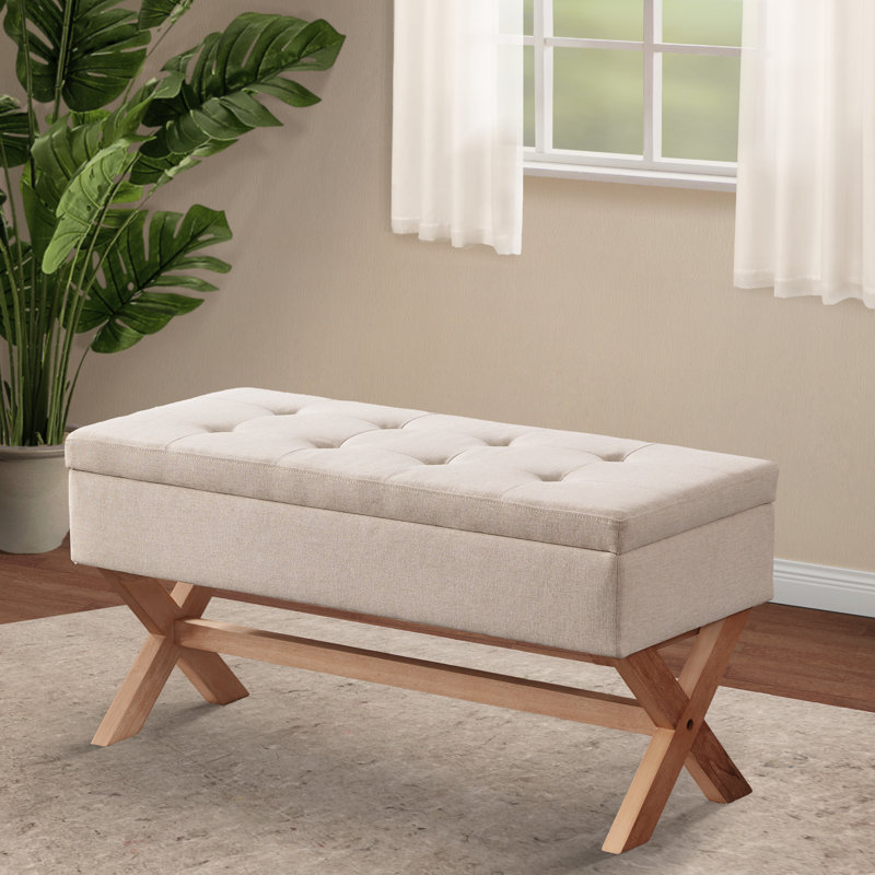 Banc de rangement rembourré Mykyla, Beige