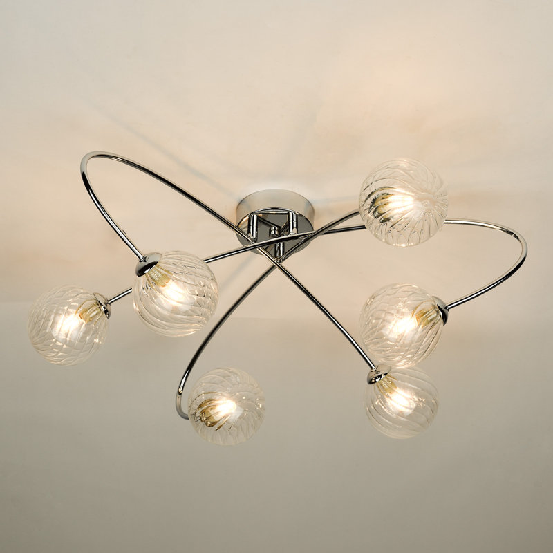 Anahat Glass Semi Flush Mount, Chrome