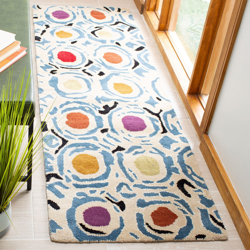Candelo Hand Tufted Wool And Viscose Geometric Rug, Runner 2'6" x 14'