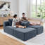 Canapé modulaire 114 po avec méridienne en forme de L, canapé modulaire avec repose-pieds mobile 114 po, canapé-lit pour salon, sans assemblage requis, gris-563687006