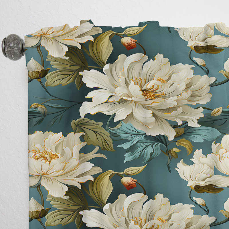 Baroque damas vert héritage - Rideau damassé - Velours obscurcissant - 1 panneau, L 52 po x L 90 po
