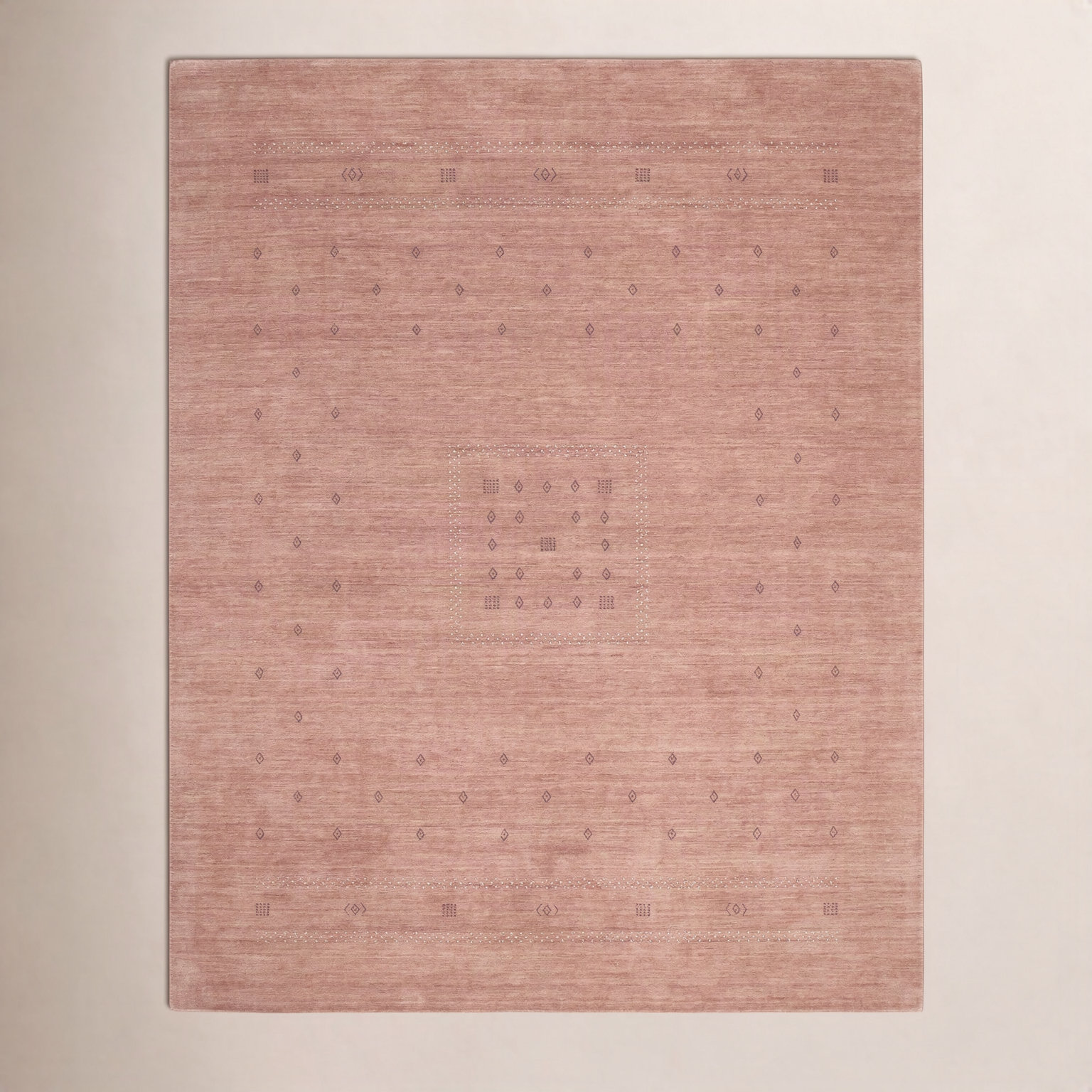 Simi Hand-Woven Geometric Cotton Wool Rug, Peach, Rectangle 8' x 10'