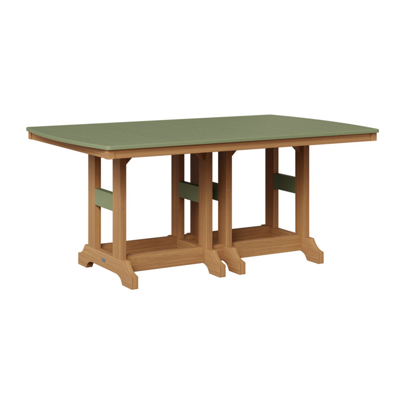 Garden Classic Outdoor Bar Table, 39.5" H x 72" W x 44" D, Sage, Natural Teak