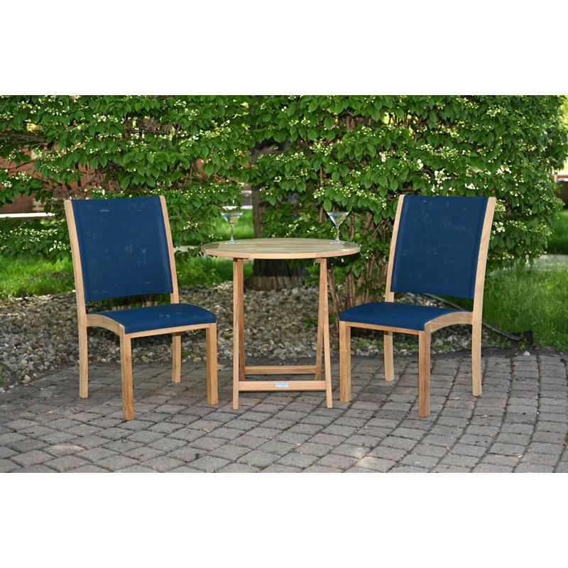 Riviera Teak Outdoor Sling Stacking Dining Chair, Black