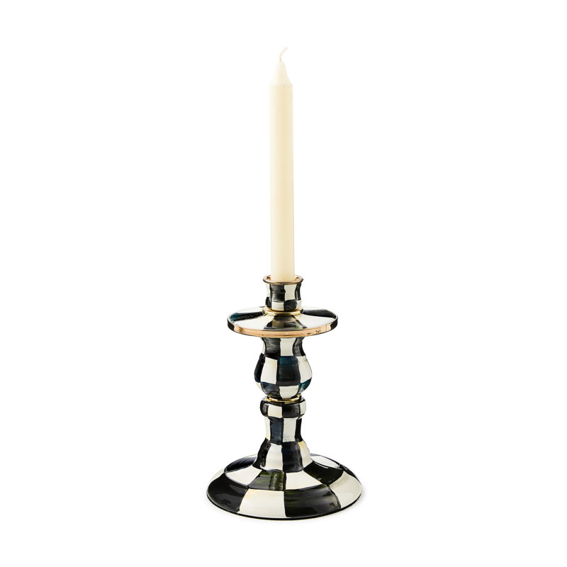 Courtly Check Small Enamel Candlestick