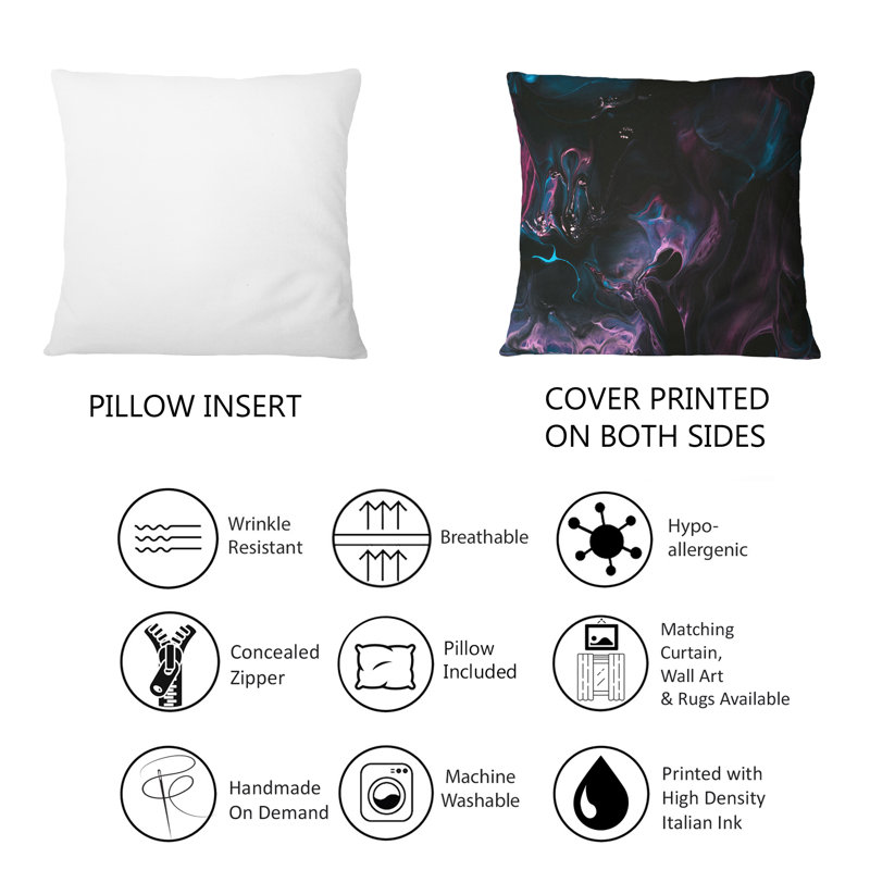 Coussin décoratif rose en néon sur fond noir - 12 po x 20 po