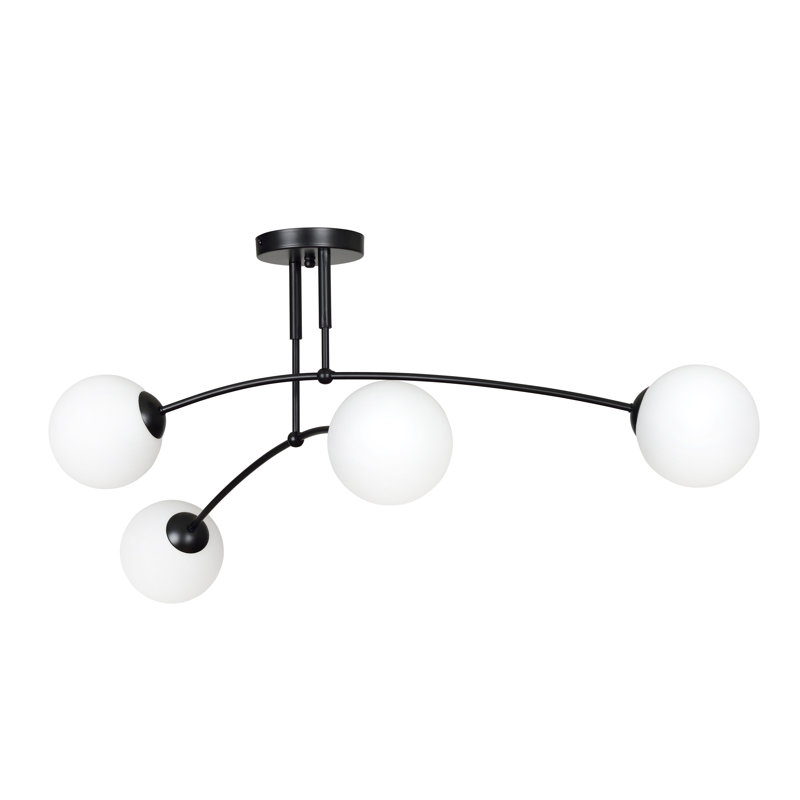 Pamplona Glass Semi Flush Mount, Black