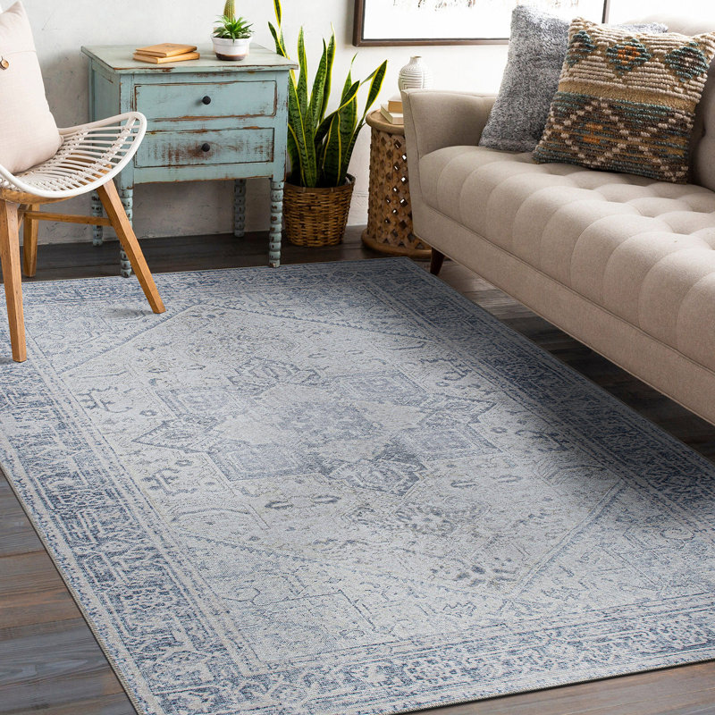Tapis bleu / ivoire Somona, Rectangle 4pi x 6 pi