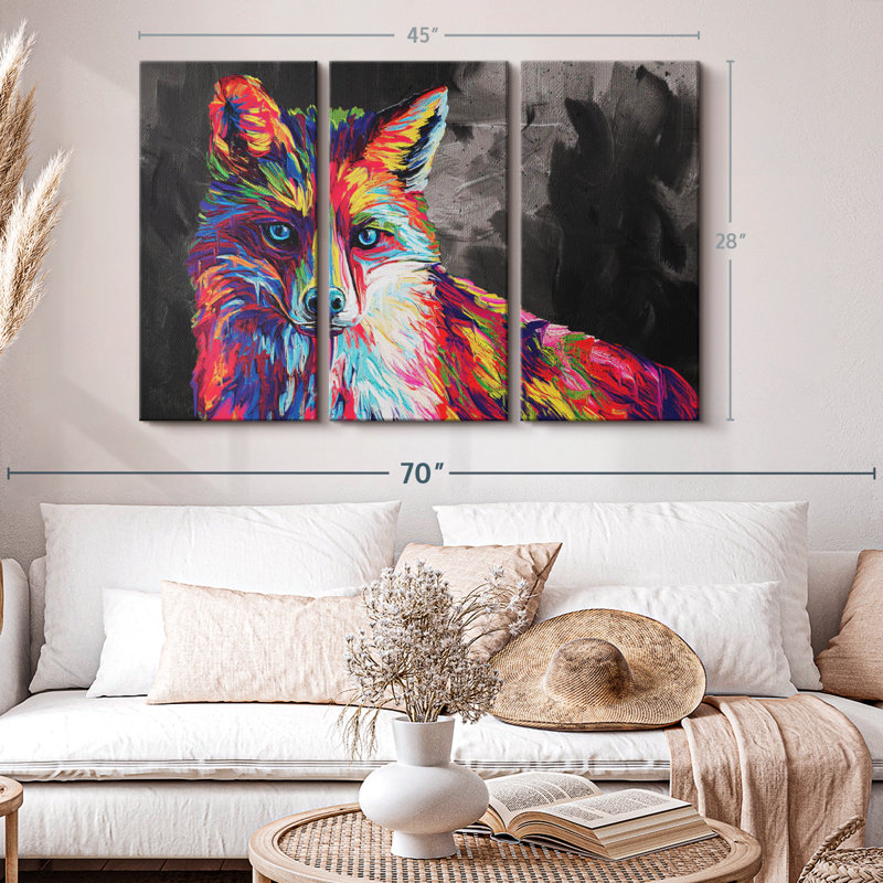 «Fox Abstract Color» sur toile, H 28 po x l 45 po x P 1,25 po